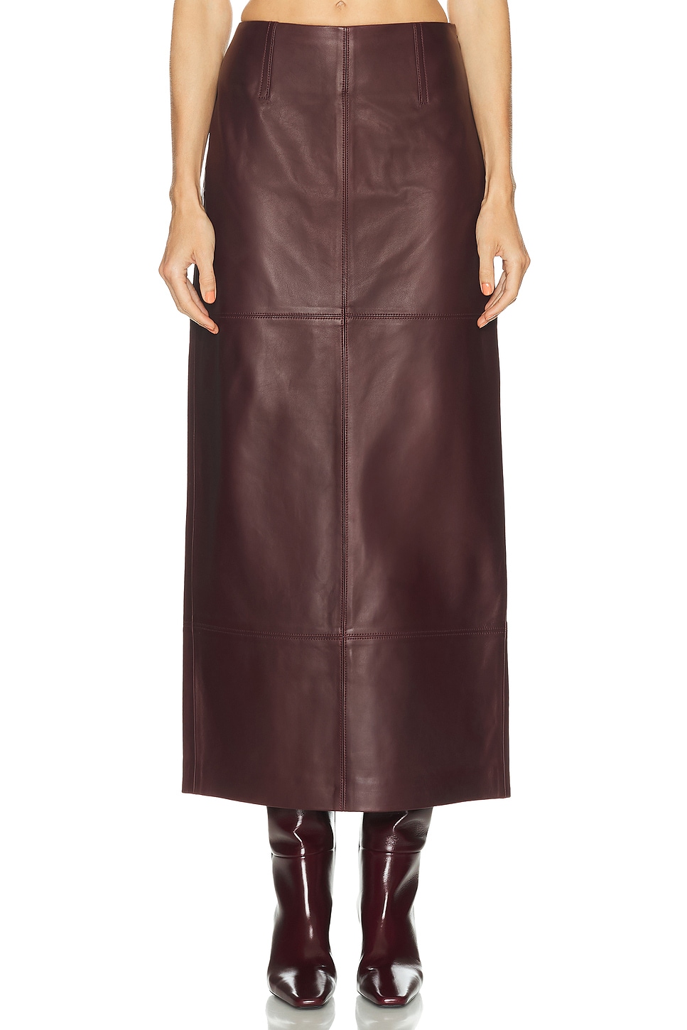 Image 1 of SRG Mango Leather Skirt in Oxblood