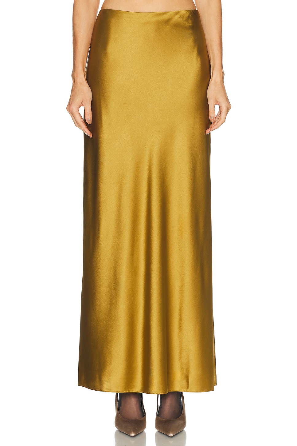 Image 1 of SRG Marion Silk Skirt in Chartreuse