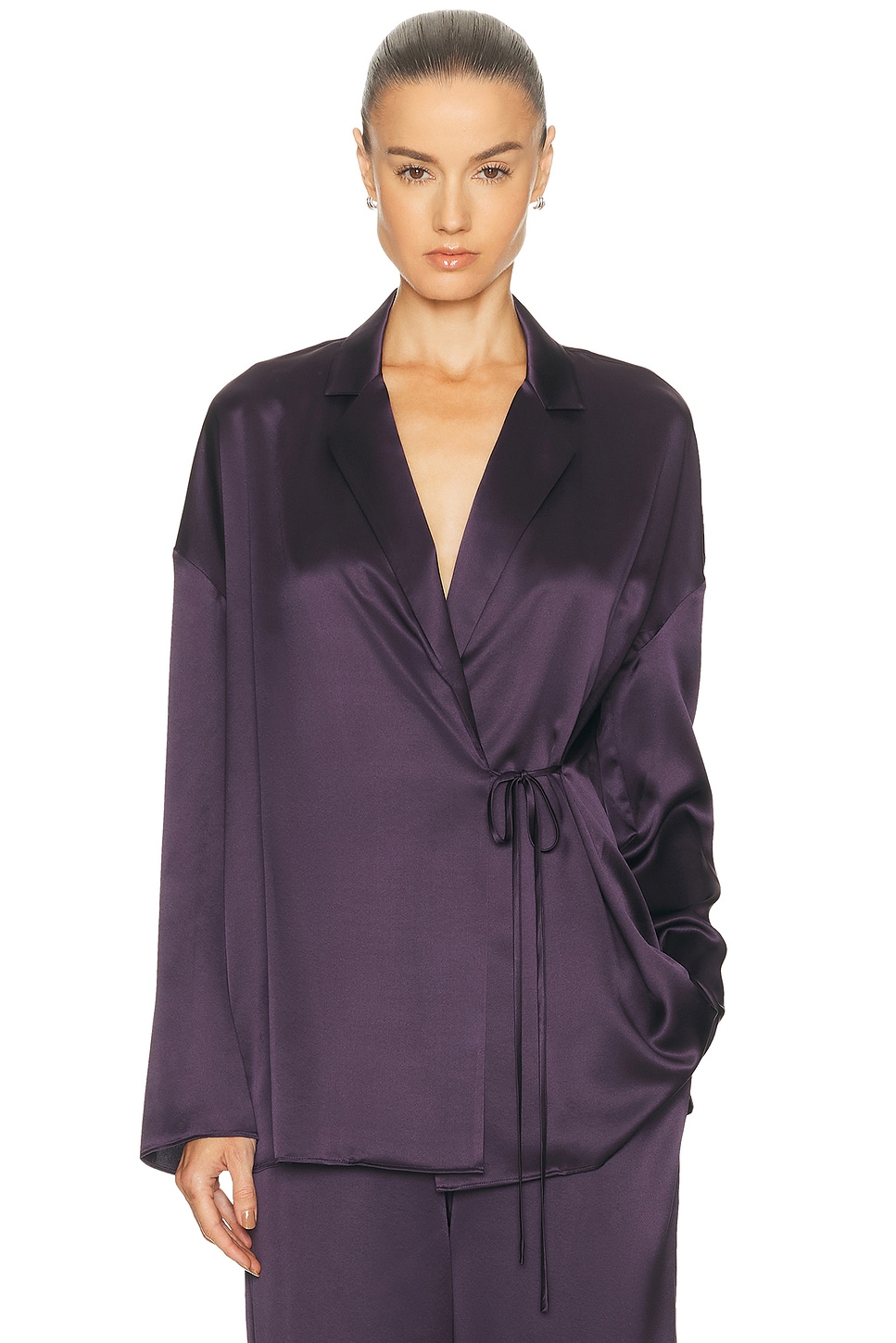 Image 1 of SRG Finley Silk Top in Dark Plum