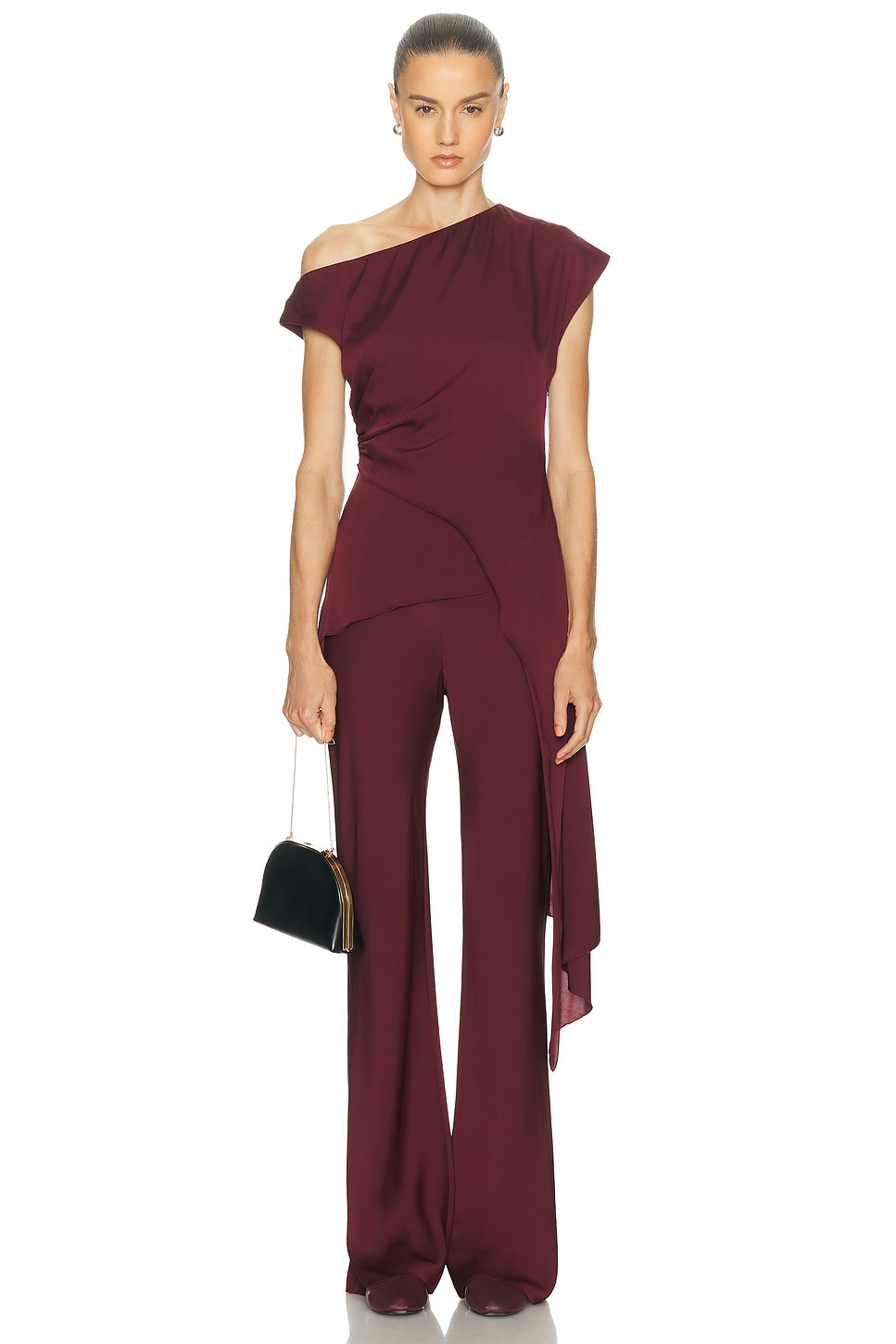 Image 1 of SRG Selena Silk Top in Oxblood