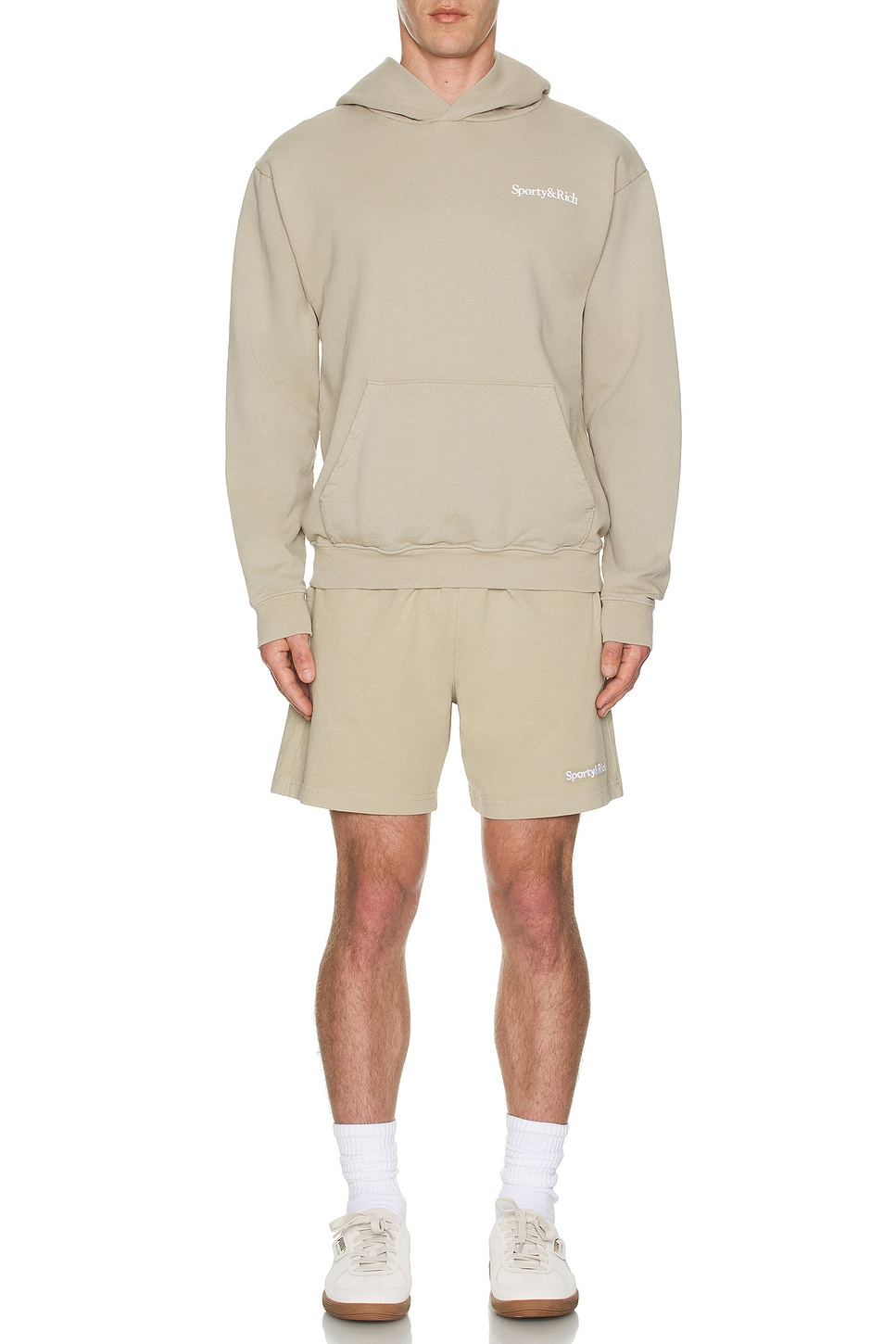 Image 1 of Sporty & Rich Embroidered Gym Shorts in Elephant