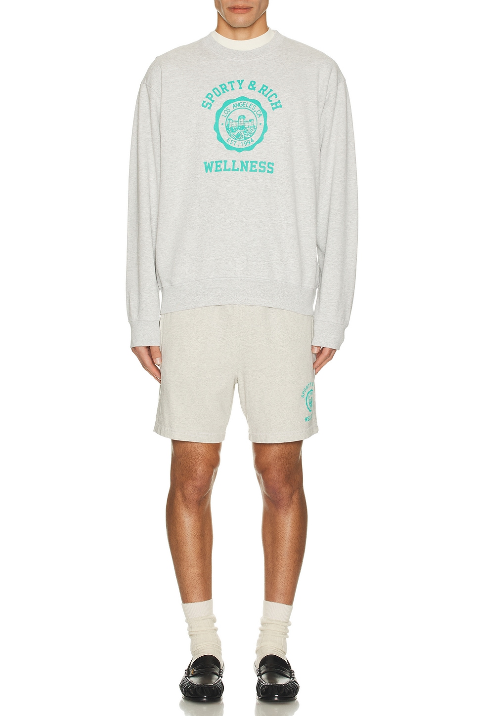 Image 1 of Sporty & Rich Emblem Crewneck in Heathery Grey