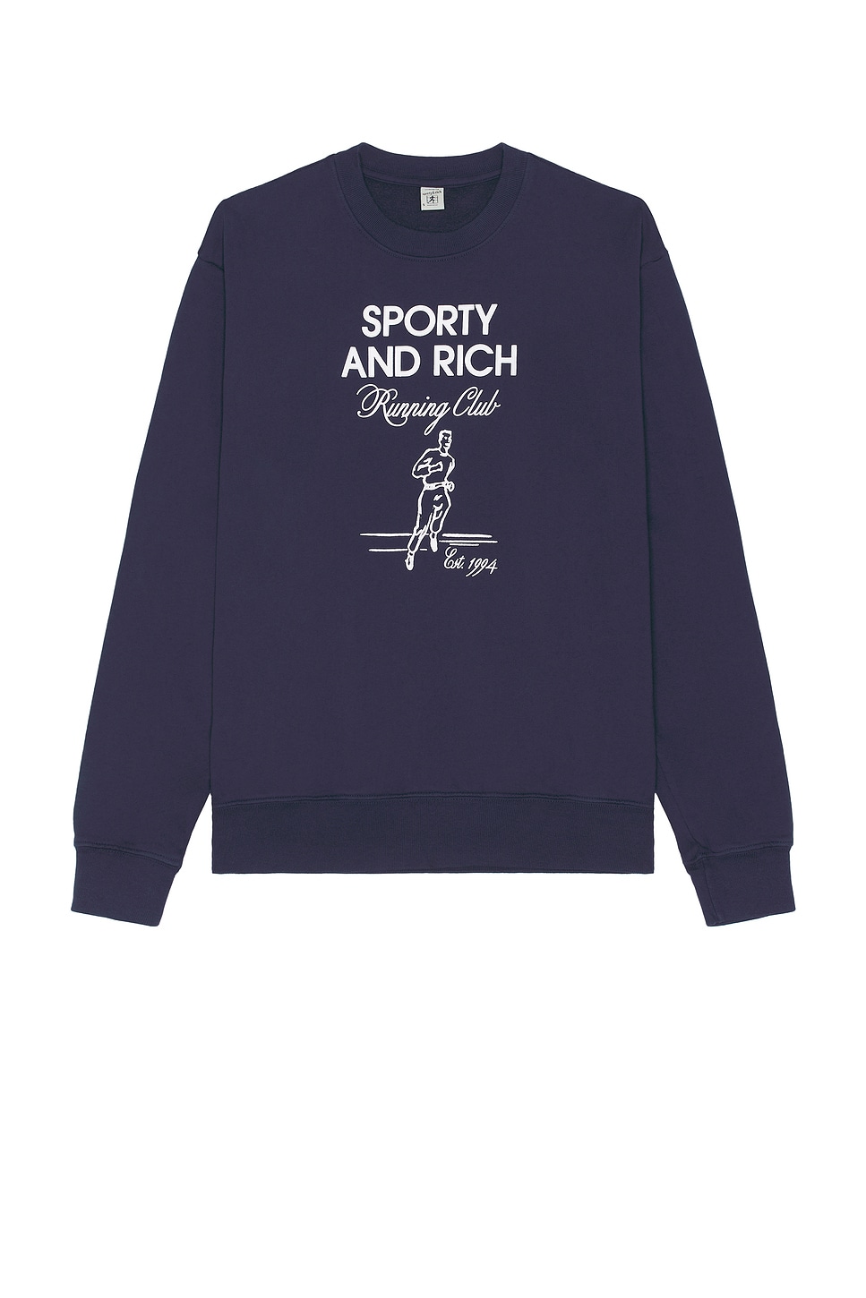 Shop Sporty And Rich Running Man Crewneck In Navy