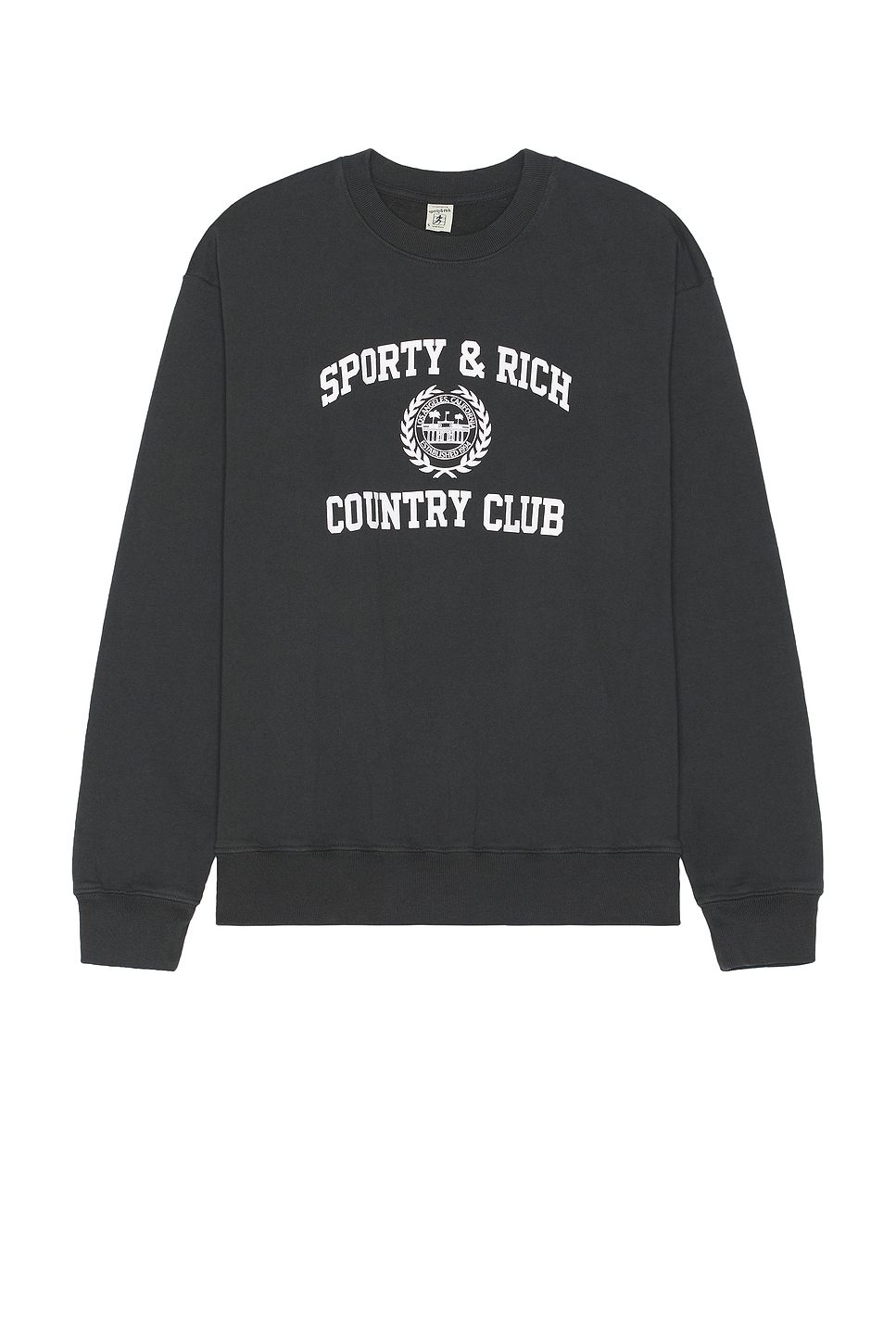 Shop Sporty And Rich Varsity Crest Crewneck In Faded Black