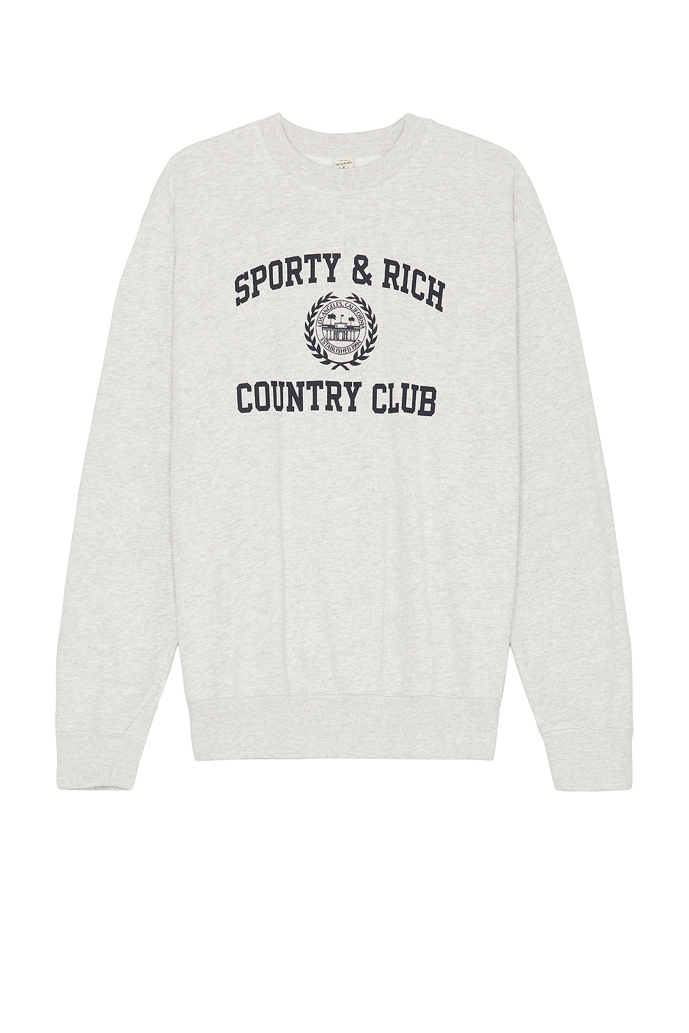 Image 1 of Sporty & Rich Varsity Crest Crewneck in Heather Grey