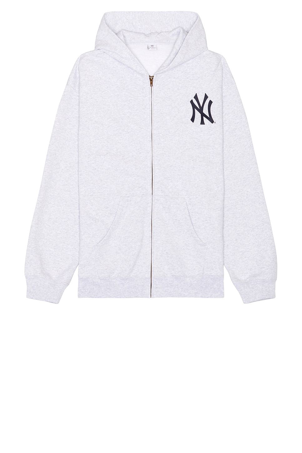 Image 1 of Sporty & Rich Yankees Serif Zip Hoodie in Heather Grey