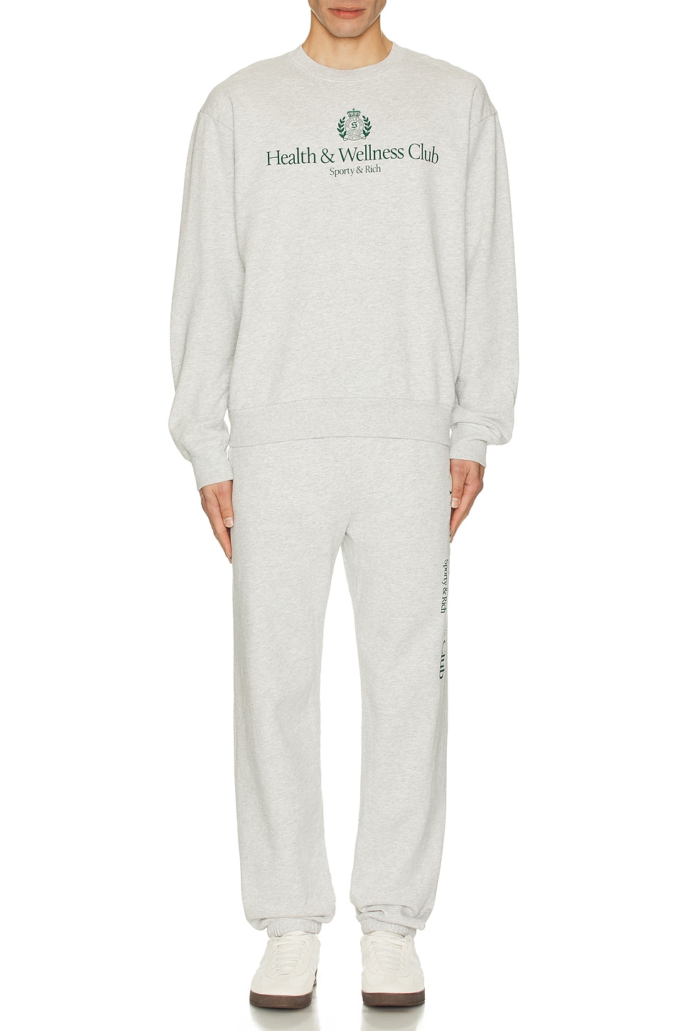 Image 1 of Sporty & Rich H&W Crest Crewneck in Heather Grey