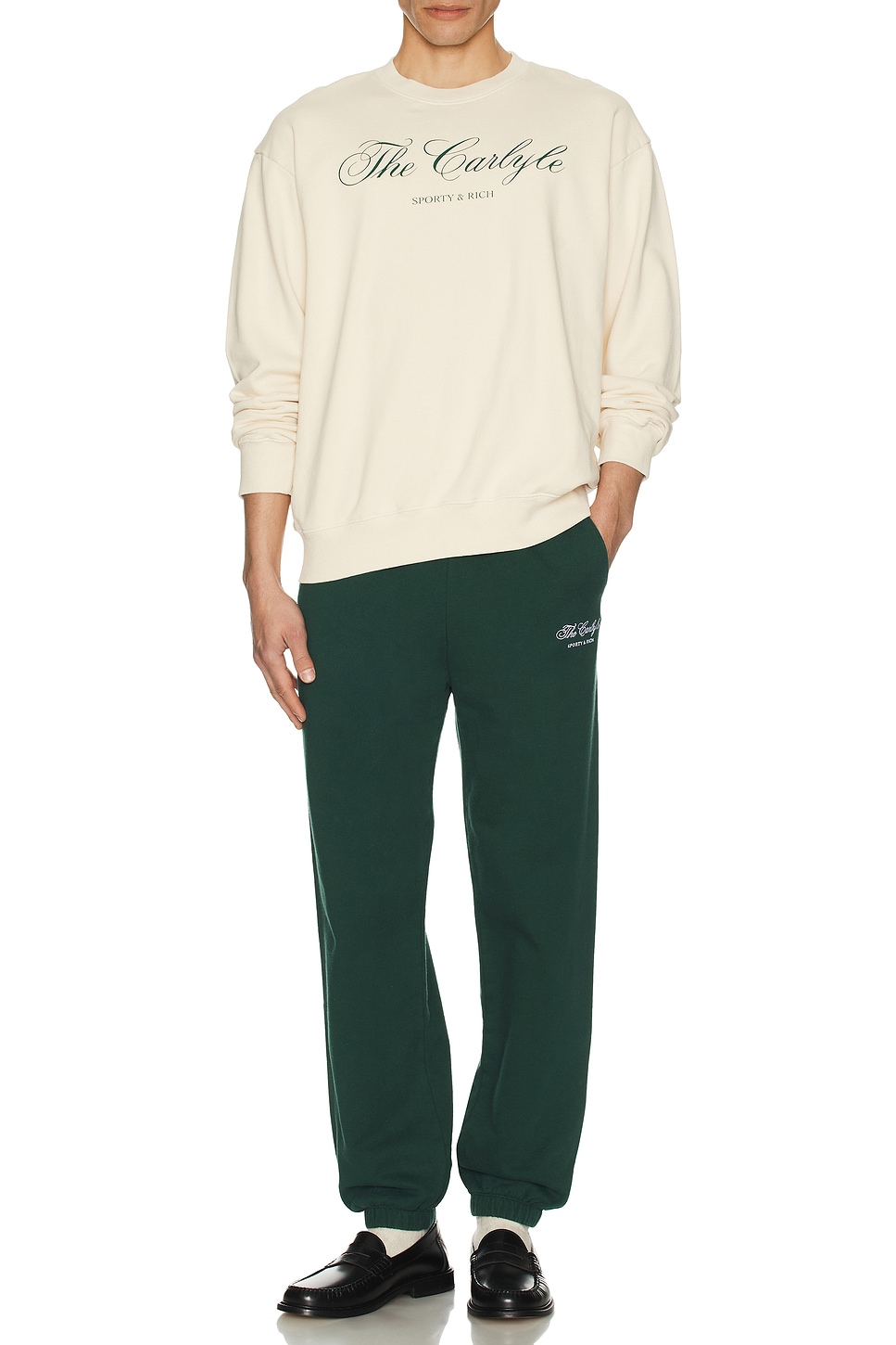 Image 1 of Sporty & Rich x Hotel Carlyle Script Crewneck in Cream