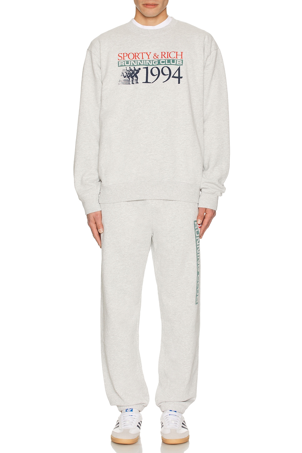 Image 1 of Sporty & Rich Finish Line Crewneck in Heather Grey
