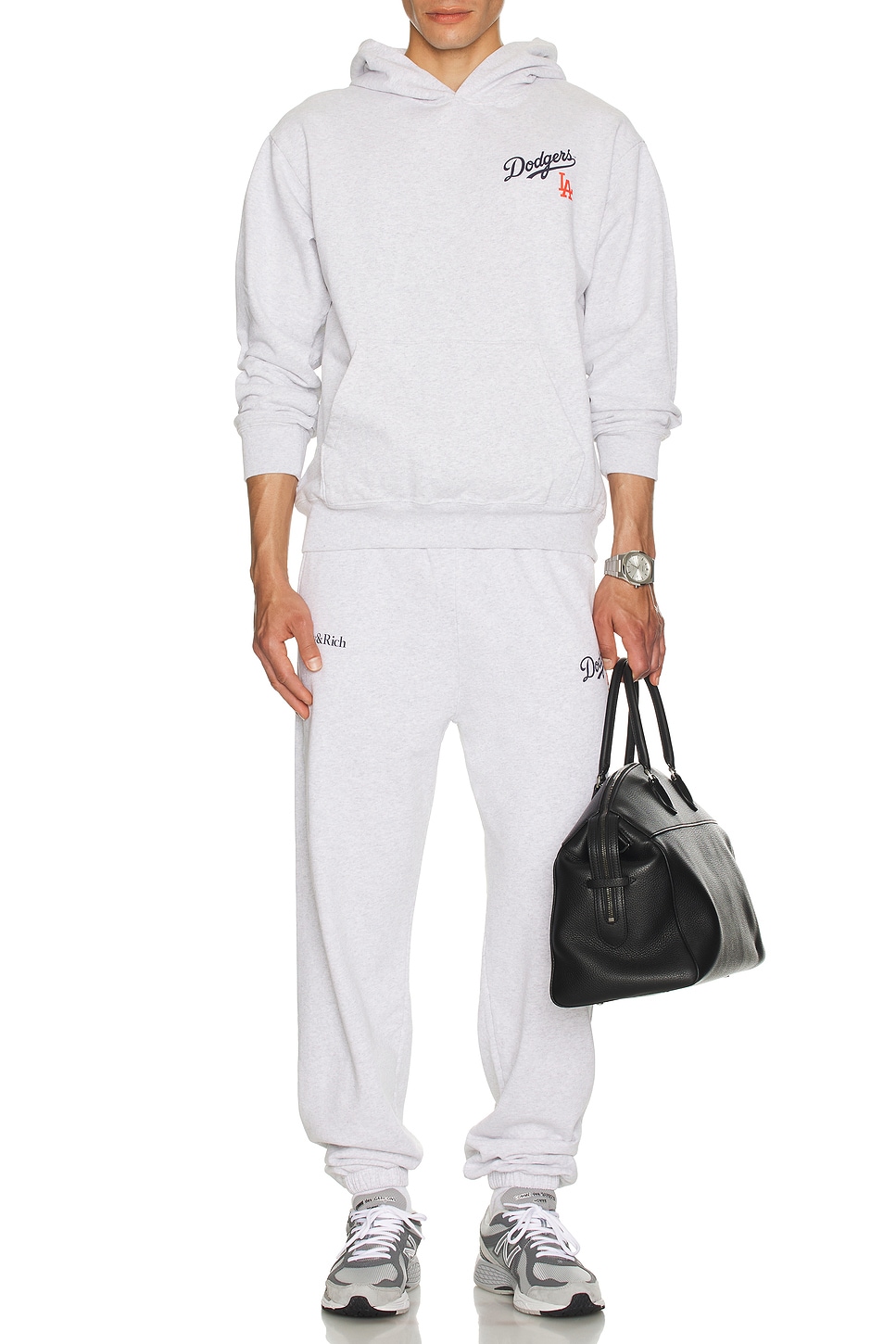 Image 1 of Sporty & Rich Dodgers Serif Hoodie in Heather Grey