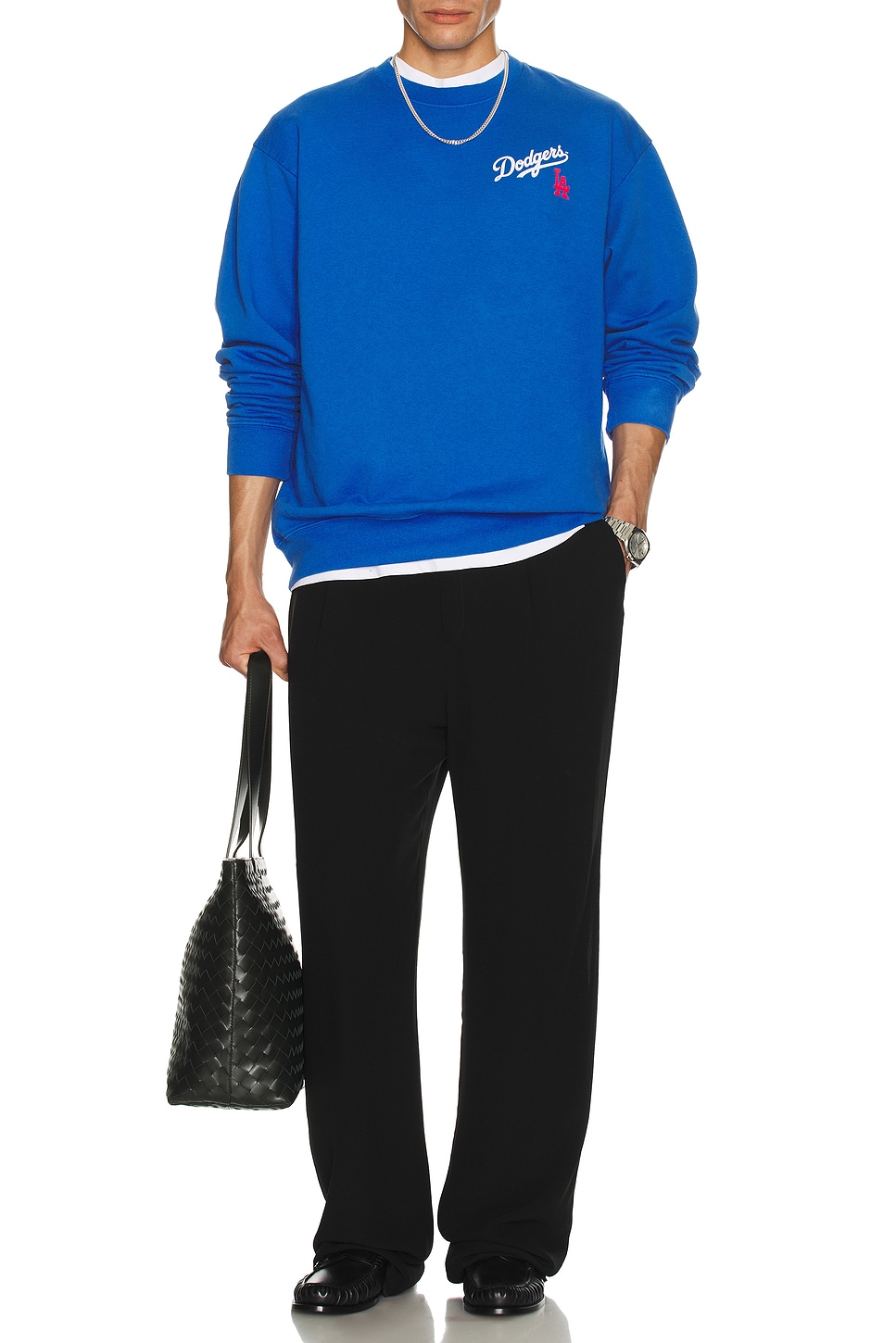 Image 1 of Sporty & Rich Dodgers Serif Crewneck in Team Blue