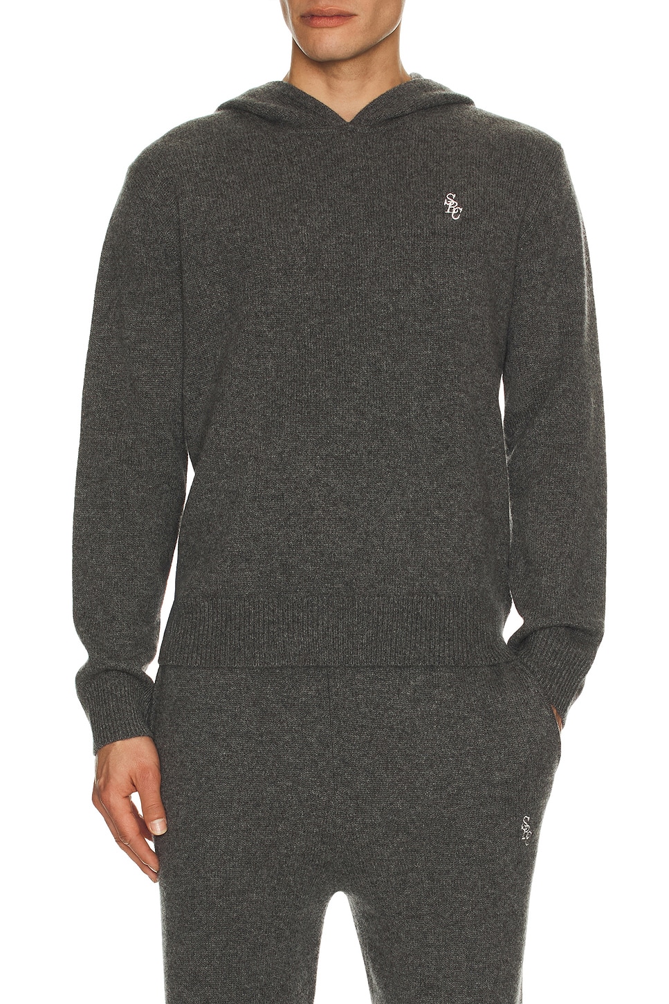 Image 1 of Sporty & Rich Cashmere Hoodie in Light Grey