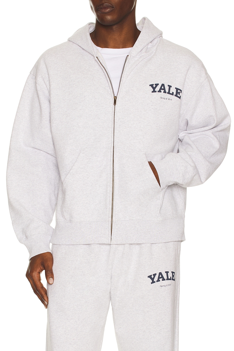 Image 1 of Sporty & Rich Yale Classic Zip Hoodie in Heather Grey