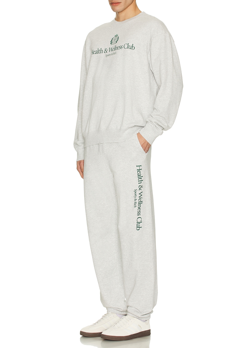Image 1 of Sporty & Rich H&W Crest Sweatpant in Heather Grey
