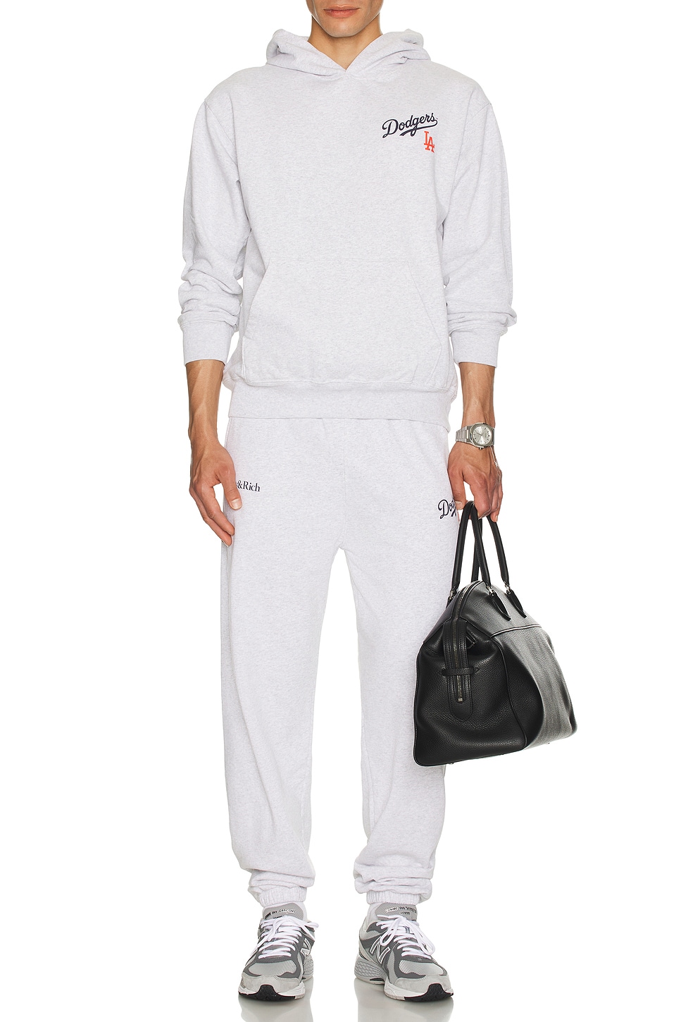 Image 1 of Sporty & Rich Dodgers Serif Sweatpant in Heather Gray
