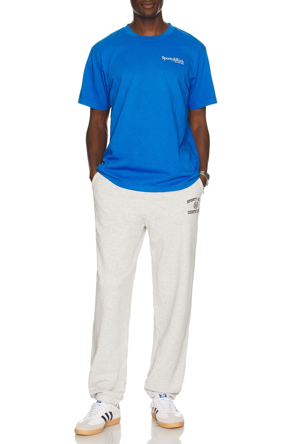 Image 1 of Sporty & Rich Health Is Wealth T-Shirt in Paris Blue