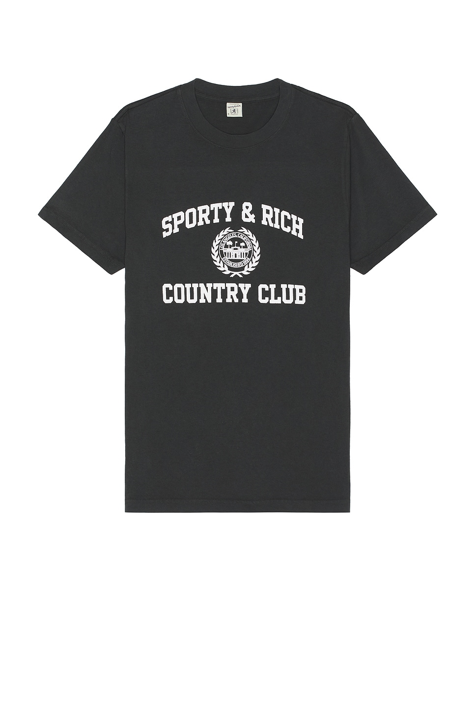 Image 1 of Sporty & Rich Varsity Crest T-shirt in Faded Black