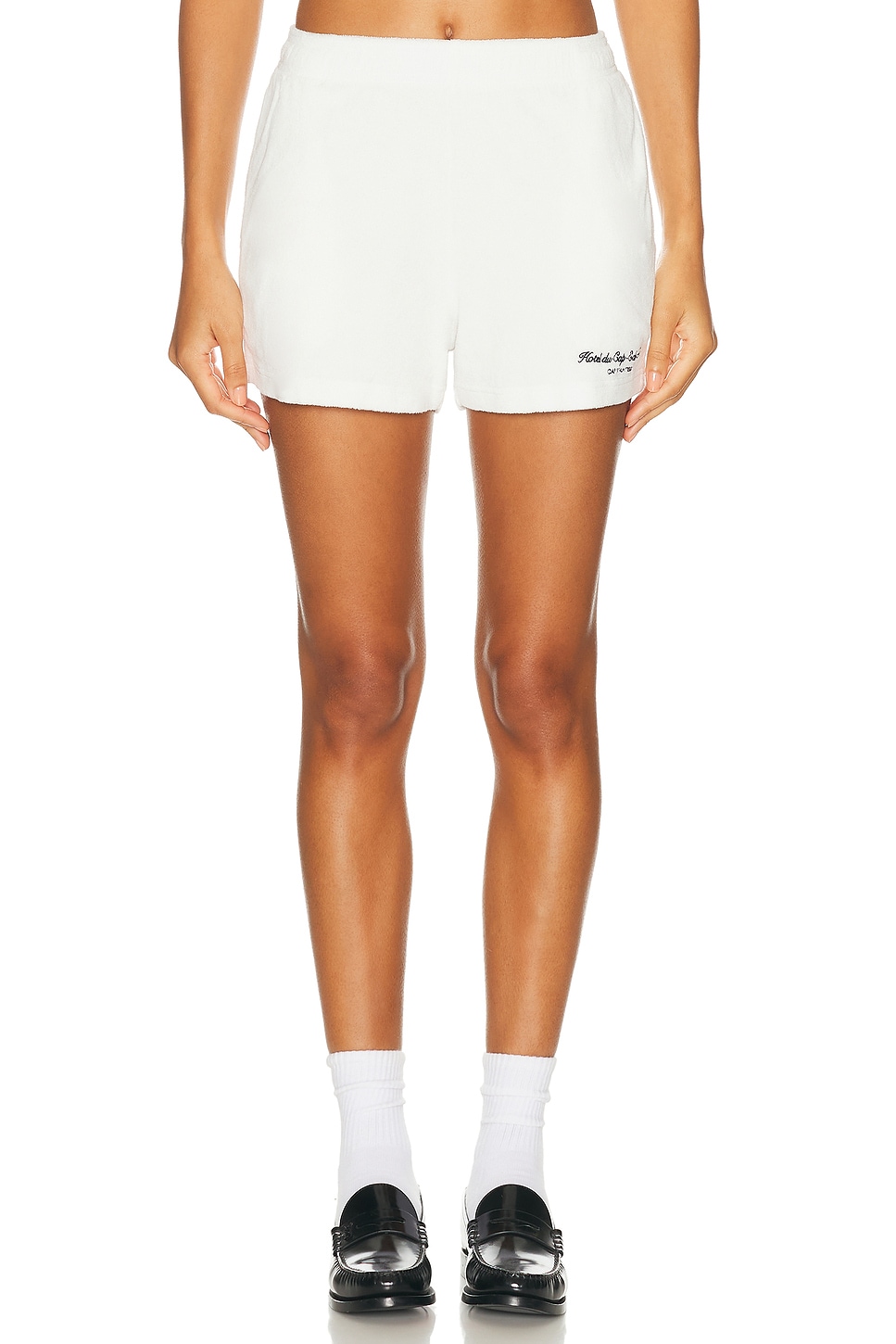 Image 1 of Sporty & Rich x Hotel Du Cap Eden Roc Eden Script Terry Short in White