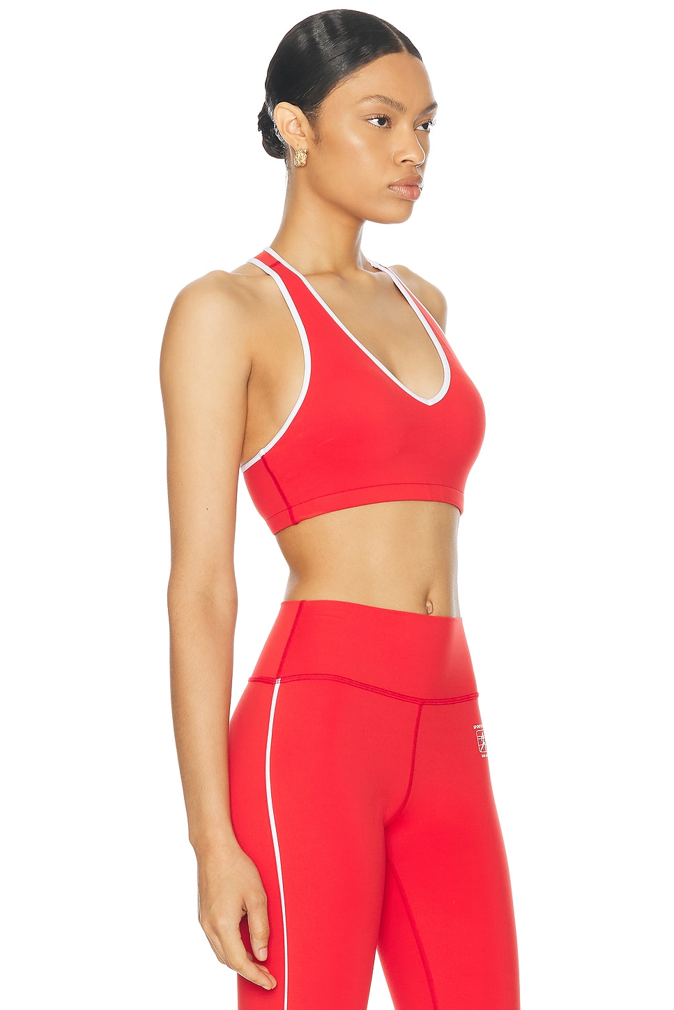 Shop Sporty And Rich Runner Box V-neck Sports Bra In Sports Red