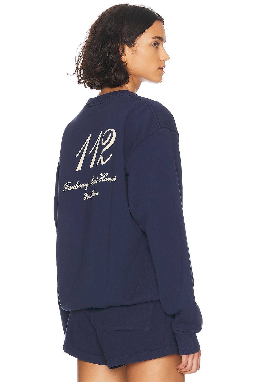 Image 1 of Sporty & Rich X Le Bristol Paris Faubourg Crewneck Sweatshirt in Navy