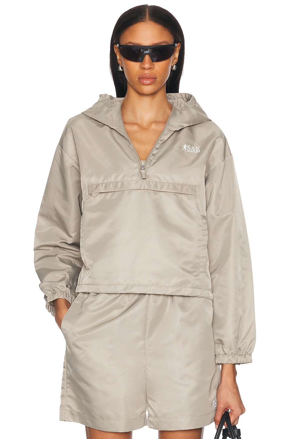 Sporty And Rich Runner Nylon Quarter Zip Sweatshirt