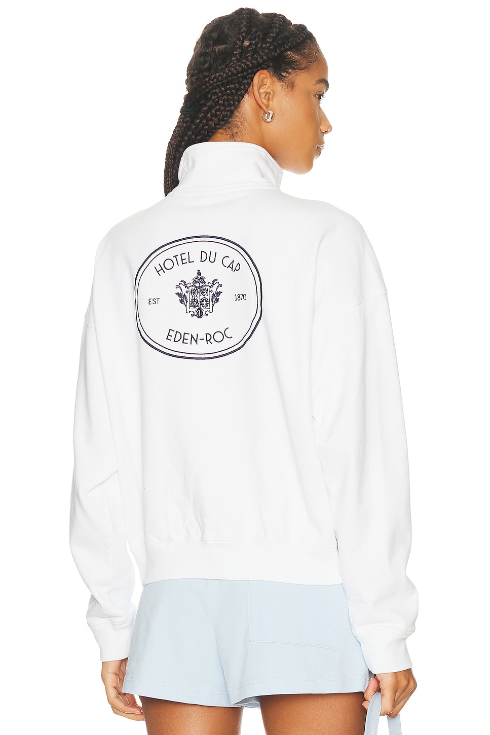 Sporty And Rich X Hotel Du Cap Eden Roc Eden Crest Quarter Zip Sweatshirt In White