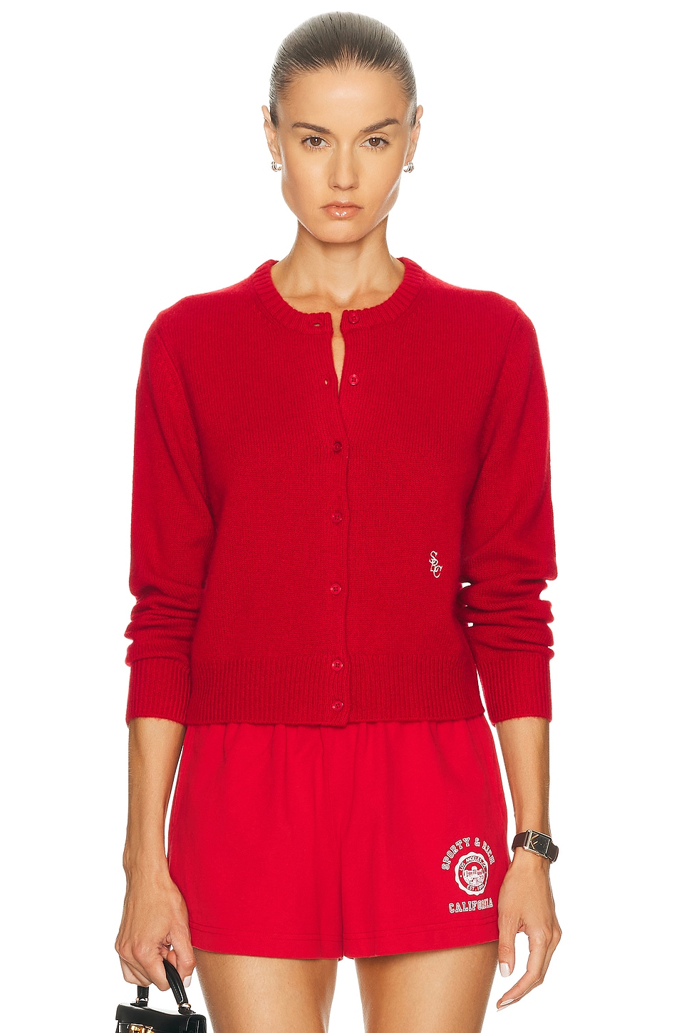 Sporty And Rich Cashmere Cardigan In Red