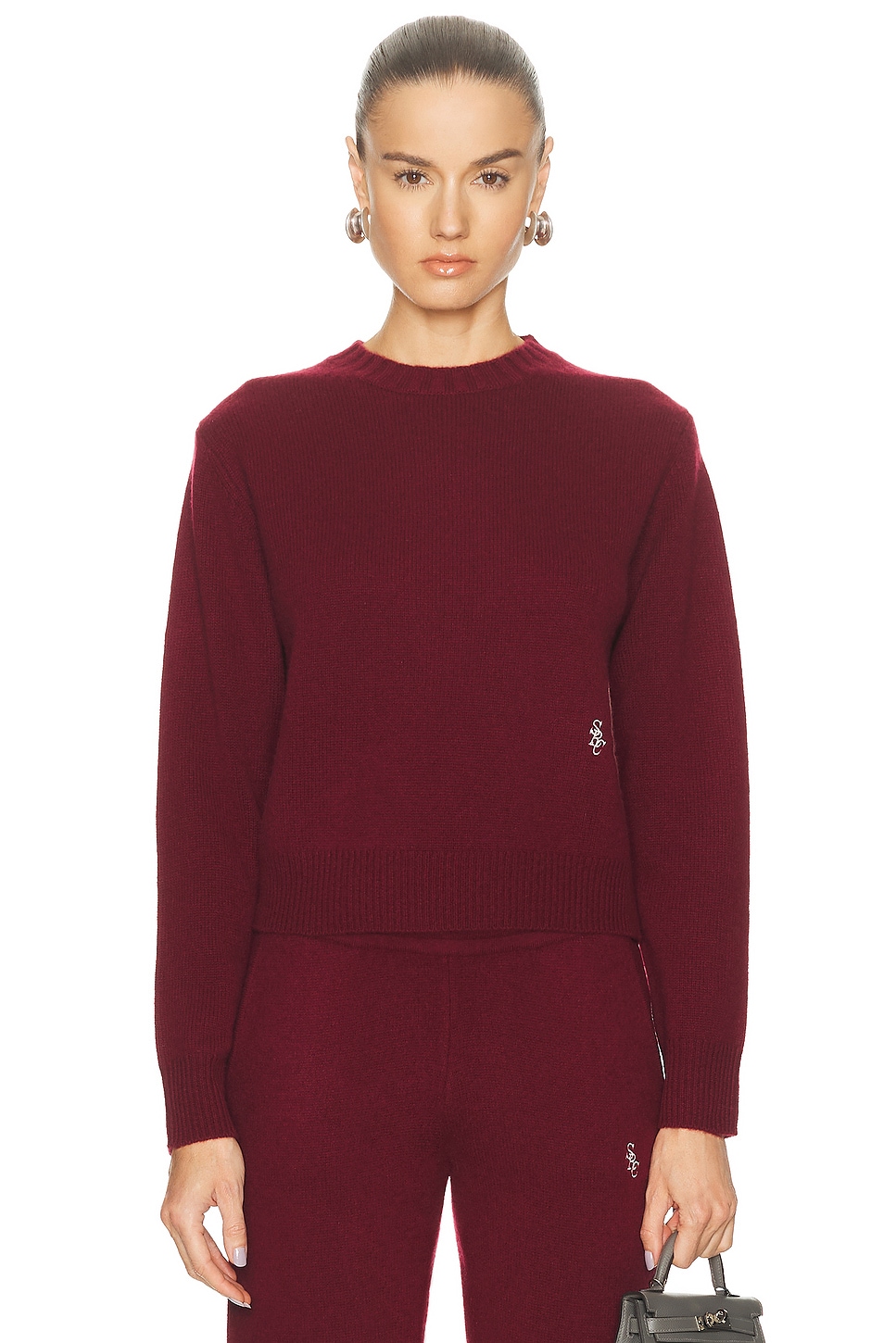 Image 1 of Sporty & Rich Cashmere Sweater in Merlot