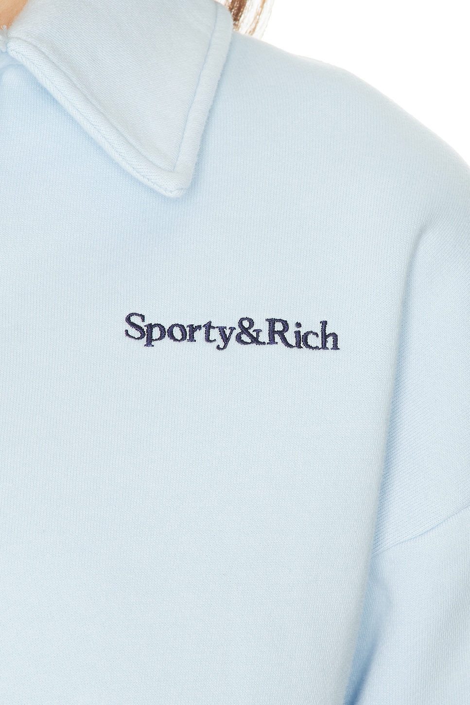 Sporty & Rich Serif Logo Embroidered Polo Sweatshirt | Thumbnail 10 Sporty & Rich Serif Logo Embroidered Polo Sweatshirt | Thumbnail 10