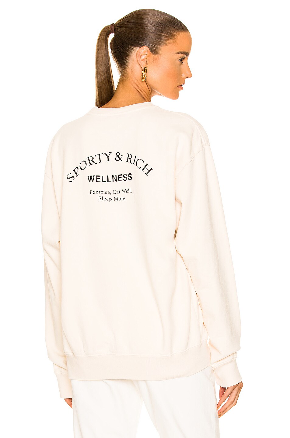 Image 1 of Sporty & Rich Wellness Studio Crewneck Sweatshirt in Cream & Black