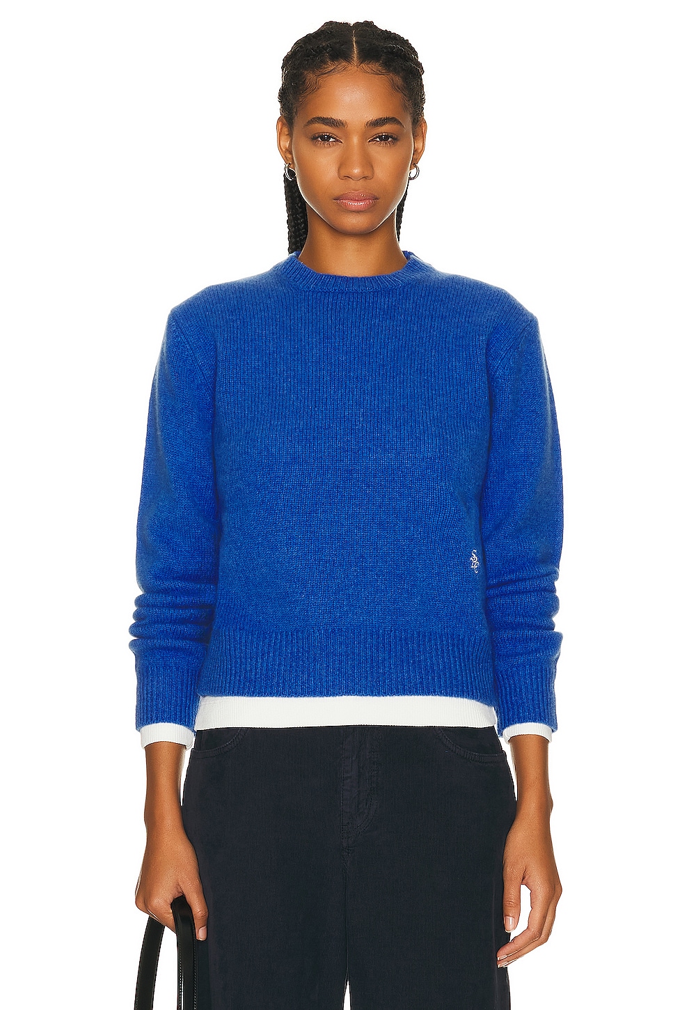 Image 1 of Sporty & Rich Wool Crewneck Sweater in Medium Blue