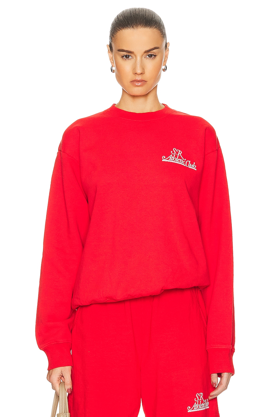 Image 1 of Sporty & Rich Prep Crewneck Sweater in Sports Red