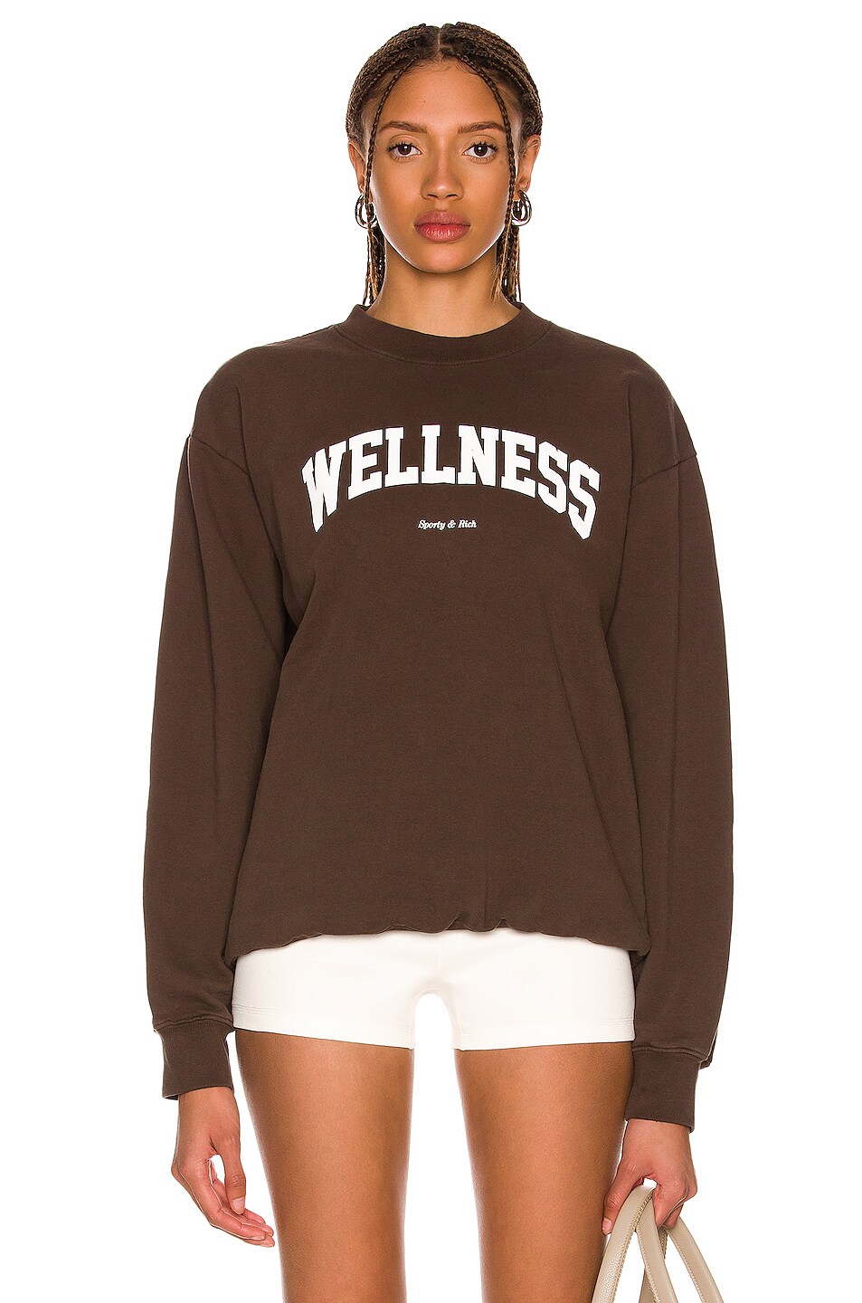 Image 1 of Sporty & Rich Wellness Ivy Crewneck Sweatshirt in Chocolate & White