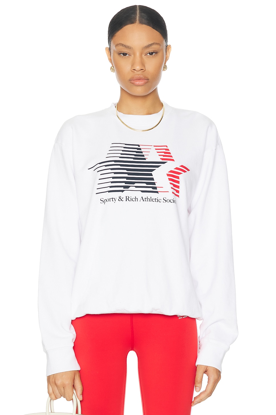 Image 1 of Sporty & Rich Athletic Society Crewneck Sweater in White