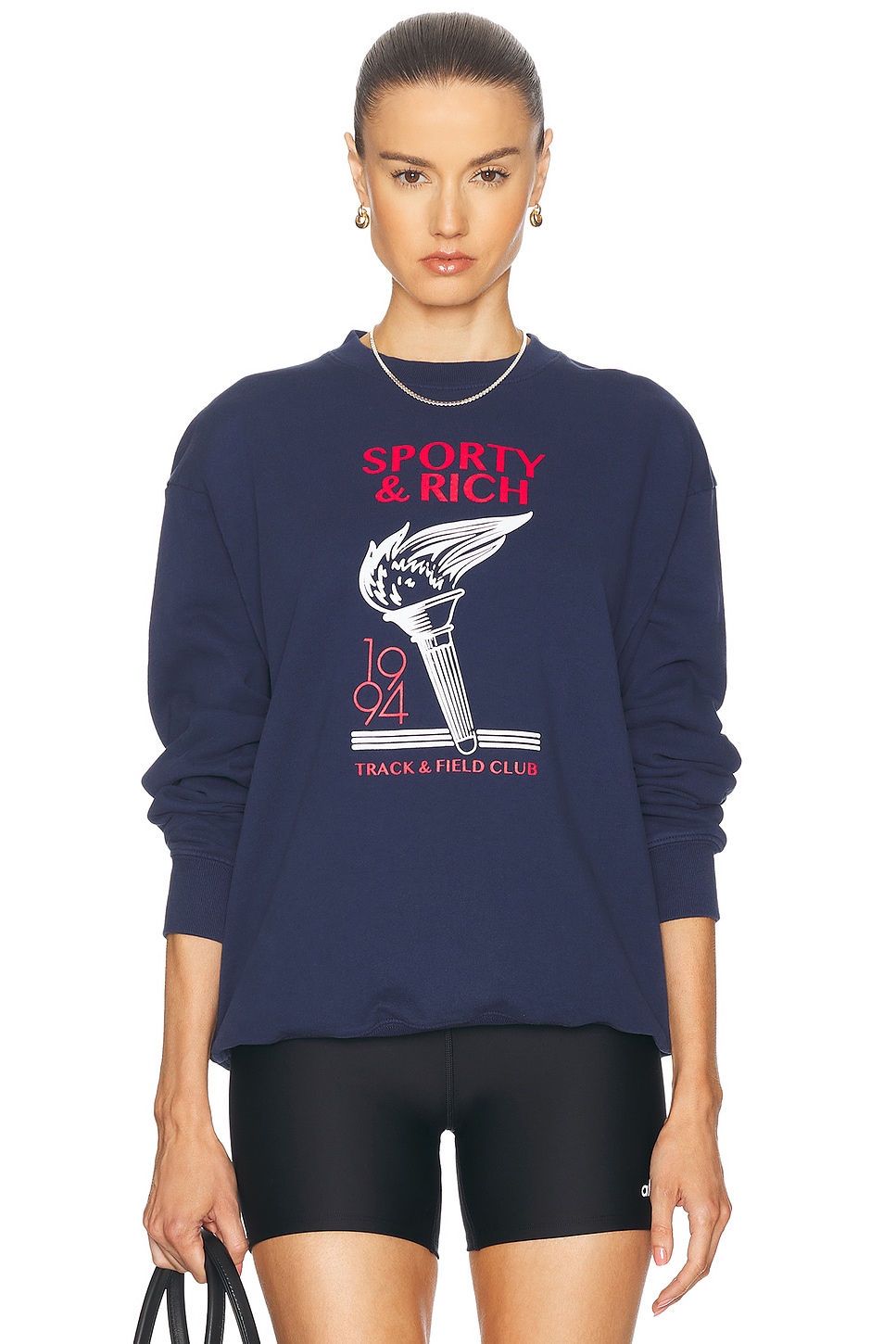 Image 1 of Sporty & Rich Torch Crewneck Sweater in Navy