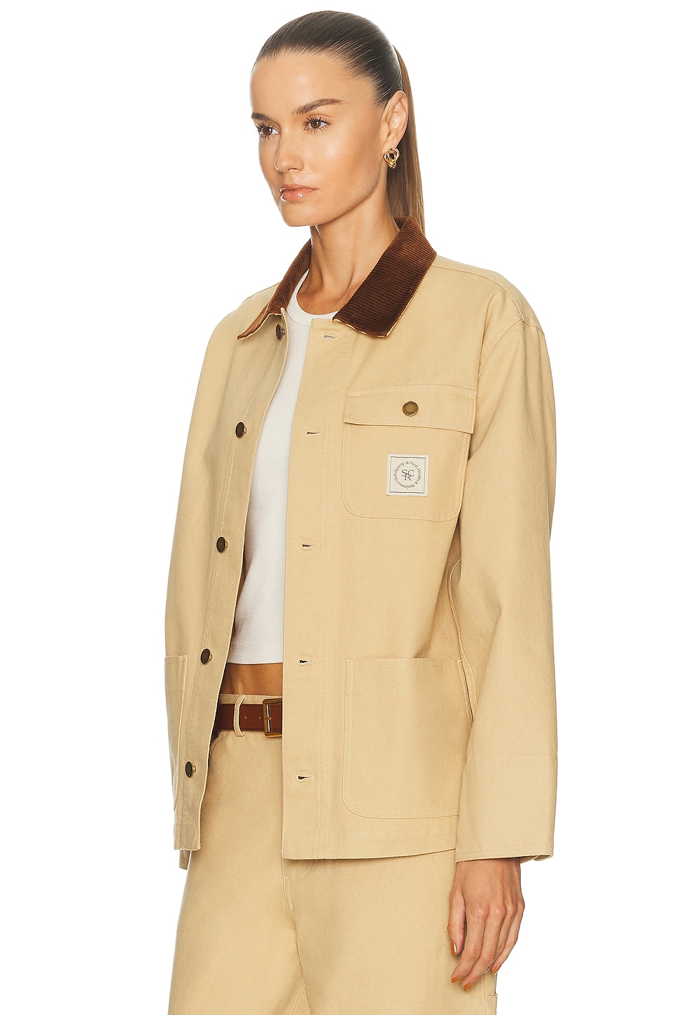 Sporty And Rich Gaia Corduroy-collar Jacket In Brown