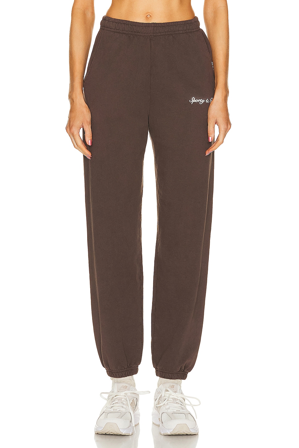 Image 1 of Sporty & Rich Syracuse Embroidered Sweatpant in Chocolate