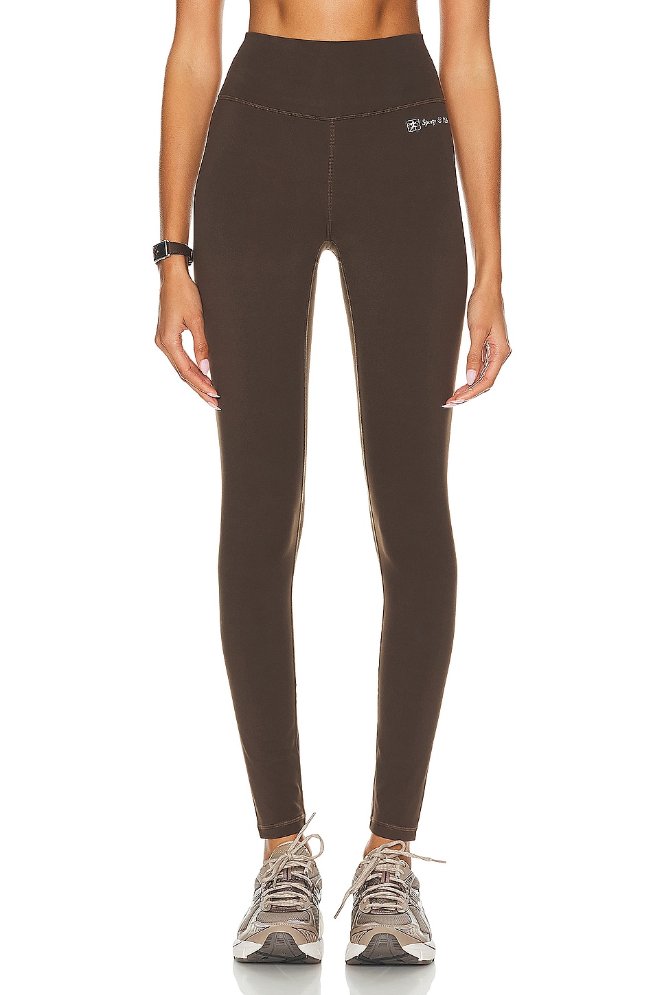 Image 1 of Sporty & Rich Runner Script High Waisted Legging in Chocolate