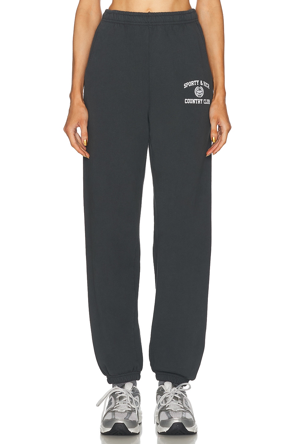 Sporty And Rich Varsity Crest Sweatpant In Black & White