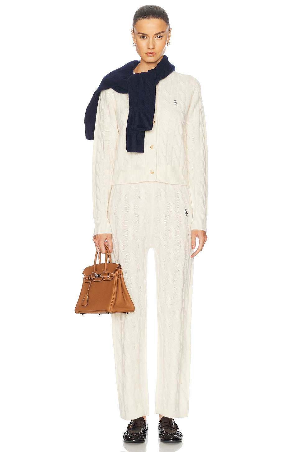 Cable Knit Cashmere Trousers - Thumbnail 5