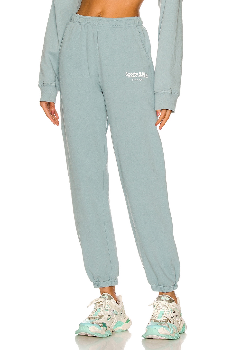 Image 1 of Sporty & Rich Club Sweatpants in Soft Blue & White