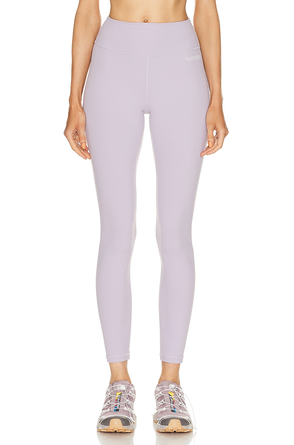 Image 1 of Sporty & Rich Club Logo High Waisted Legging in Faded Lilac & Black