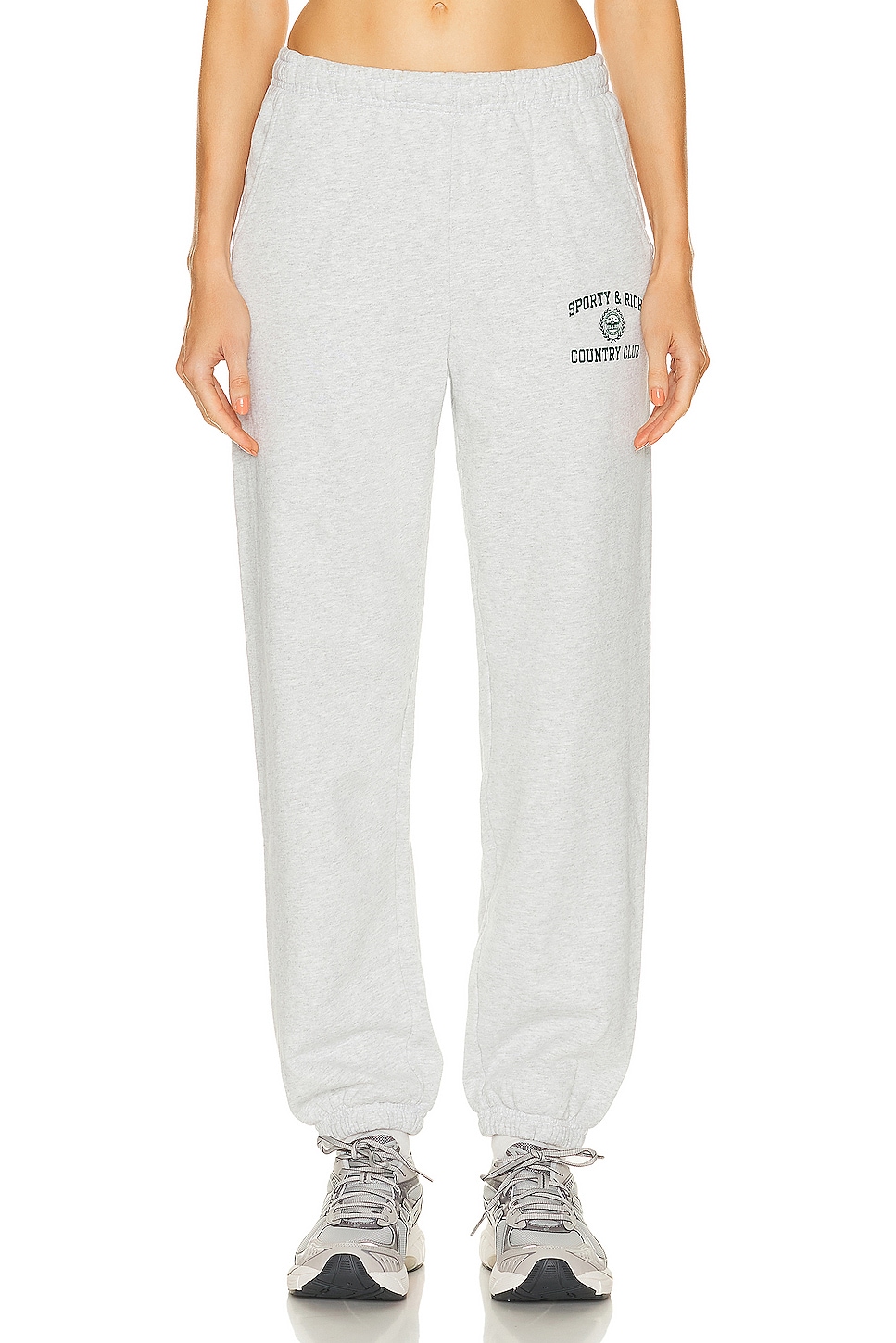 Image 1 of Sporty & Rich Varsity Crest Sweatpant in Heather Gray