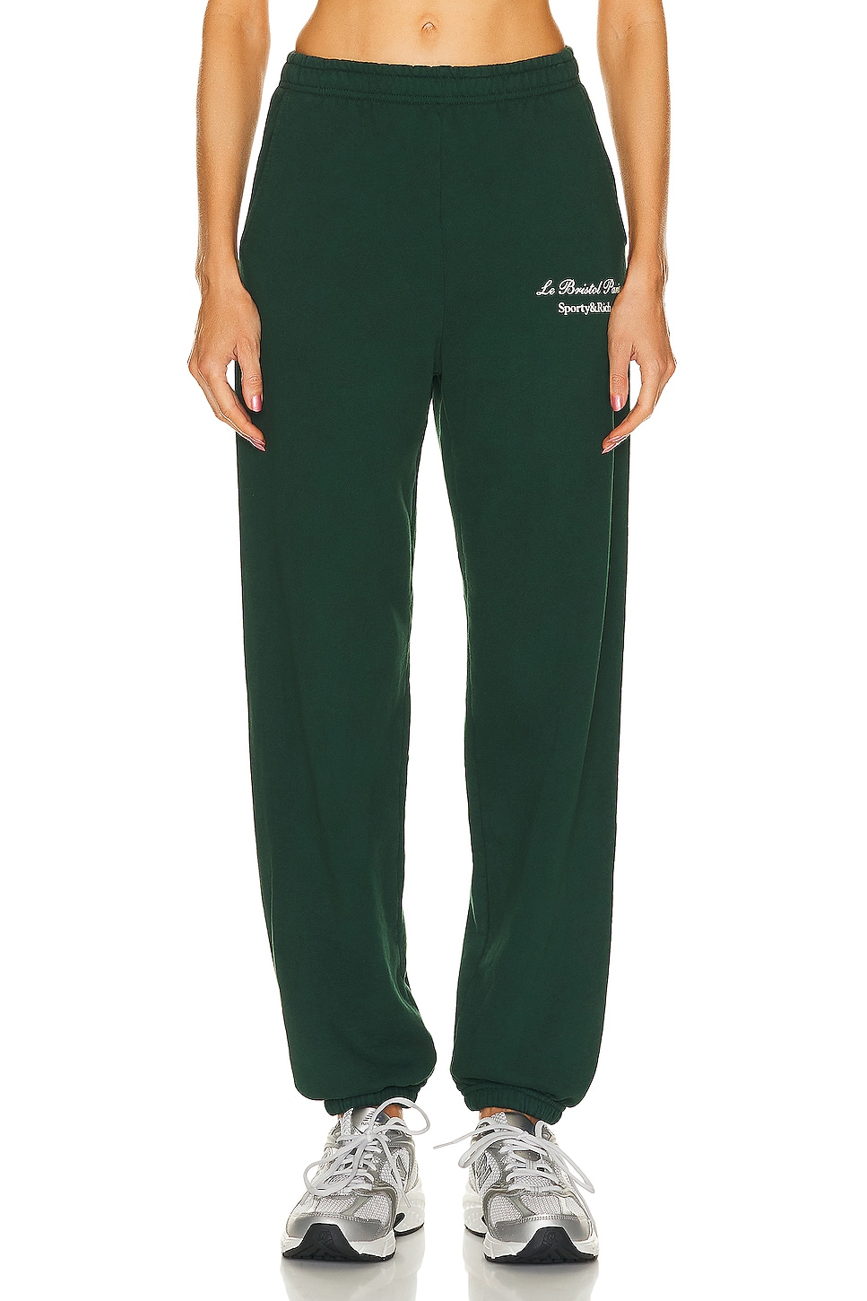 Image 1 of Sporty & Rich X Le Bristol Paris Faubourg Sweatpant in Forest Green Cream