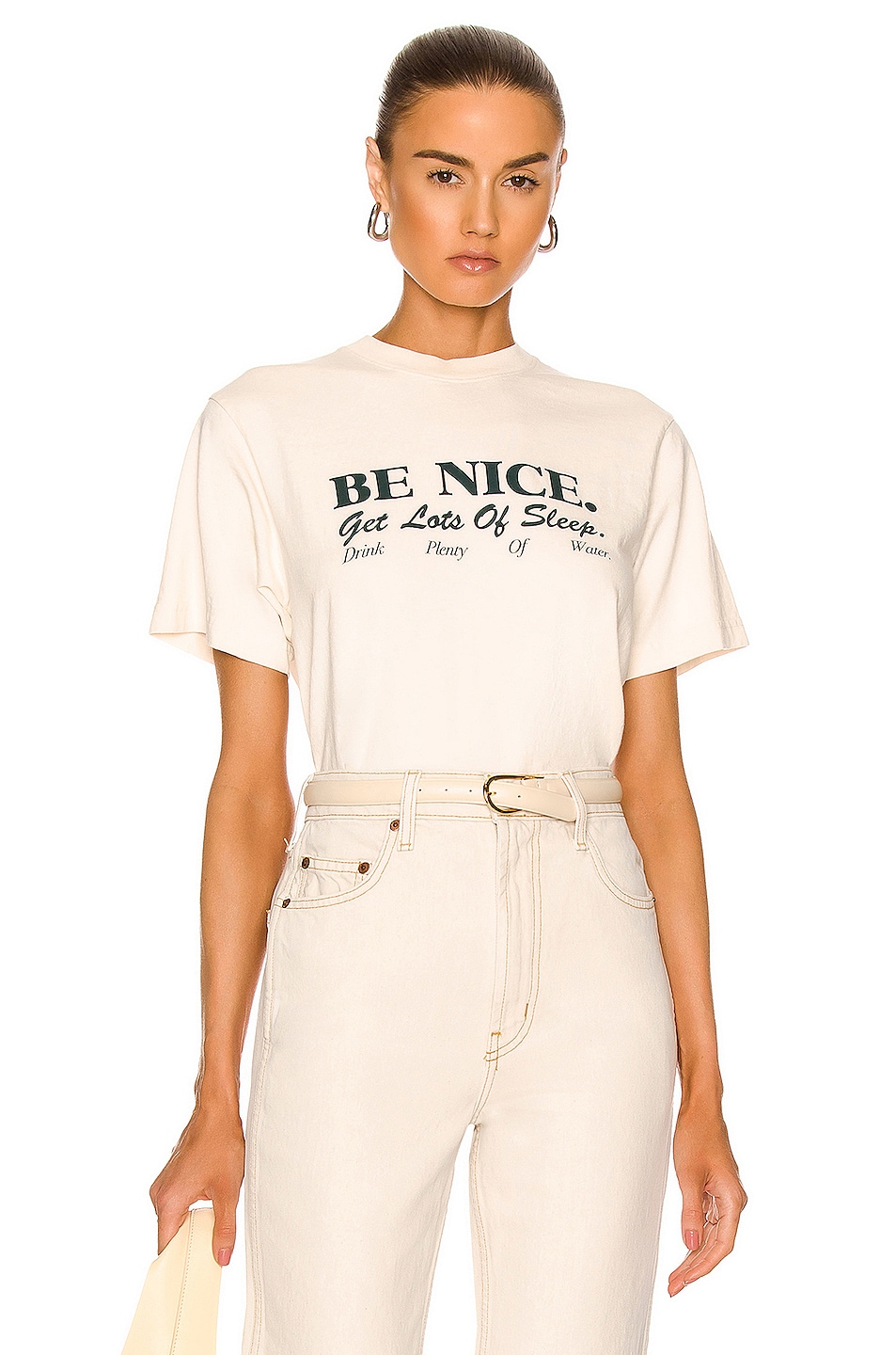 Image 1 of Sporty & Rich Be Nice Tee in Cream & Forest