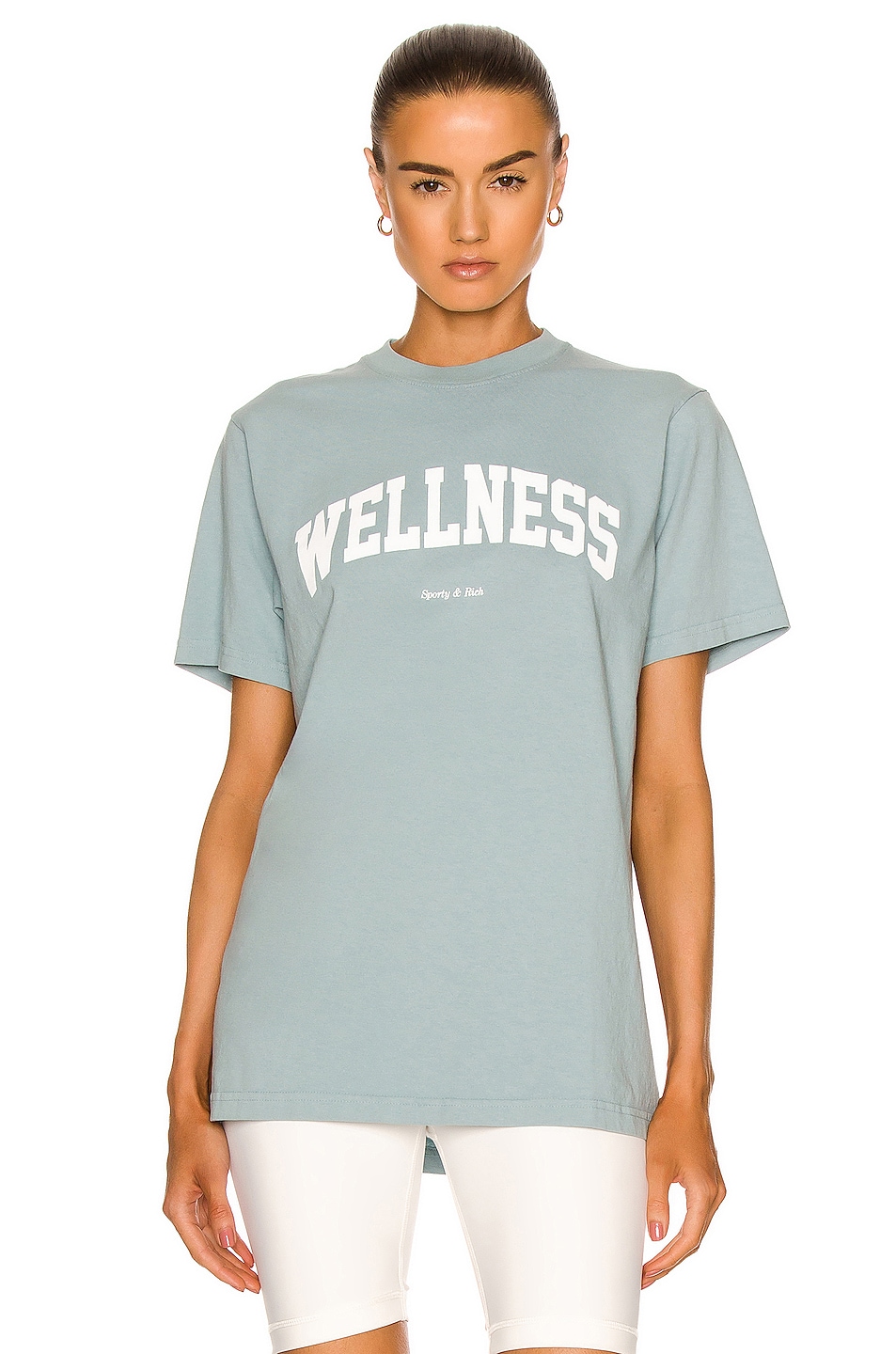 Image 1 of Sporty & Rich Wellness Tee in Soft Blue & White