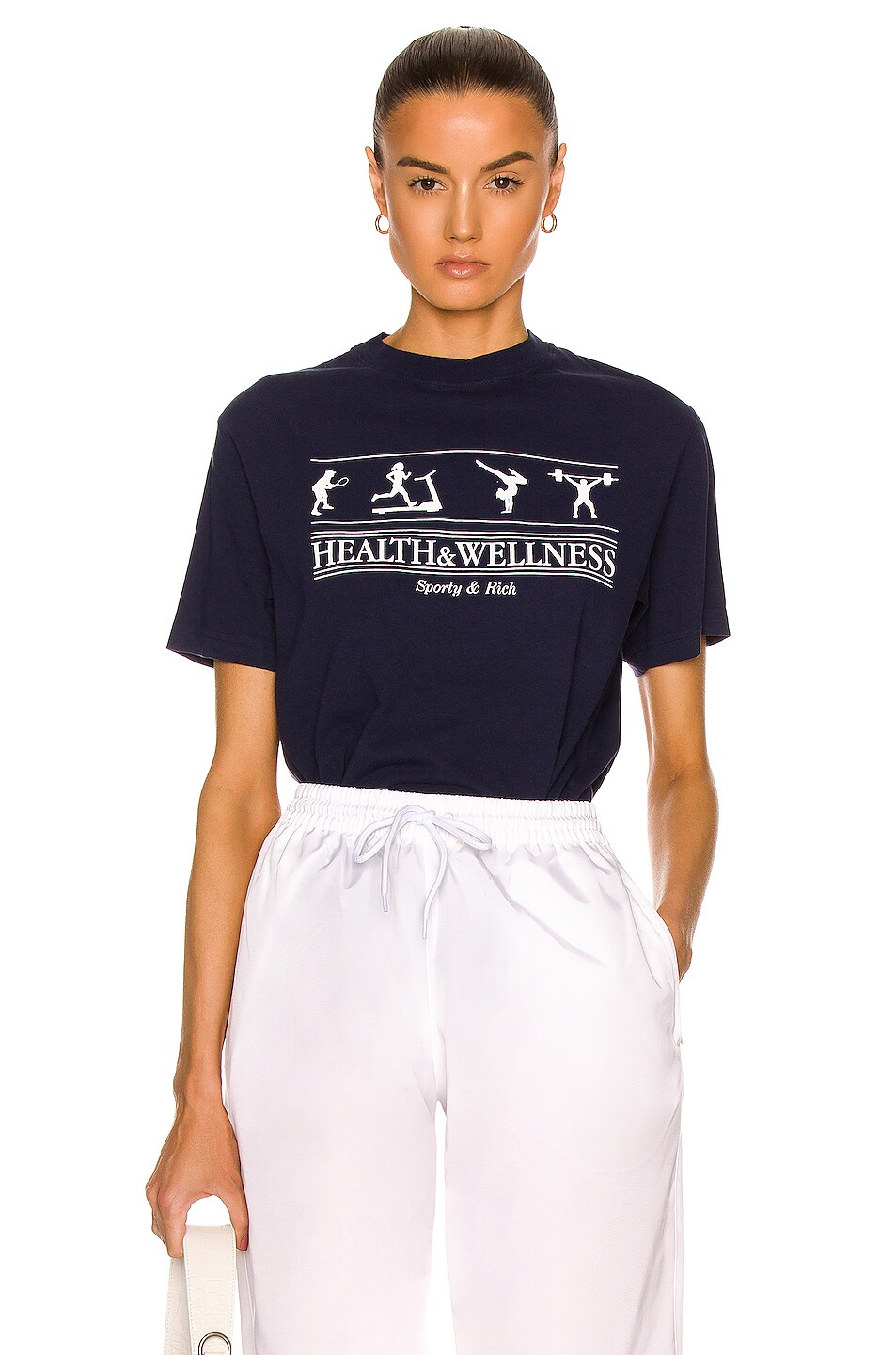 Image 1 of Sporty & Rich Health & Wellness Tee in Navy & White