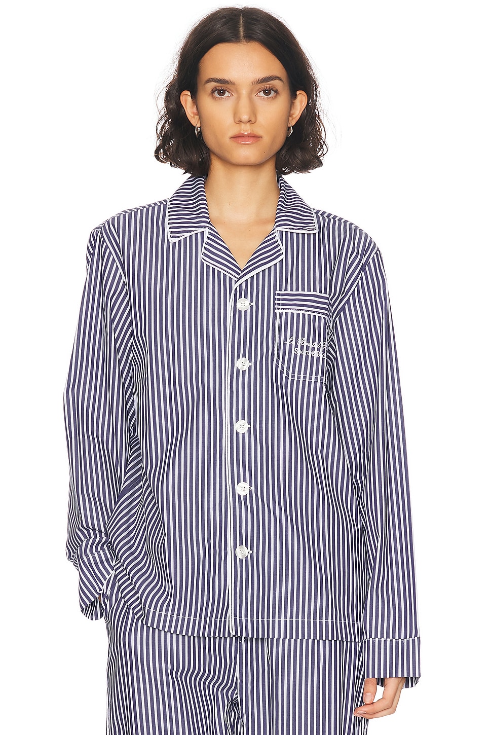 X Le Bristol Paris Faubourg Pajama Top in Navy