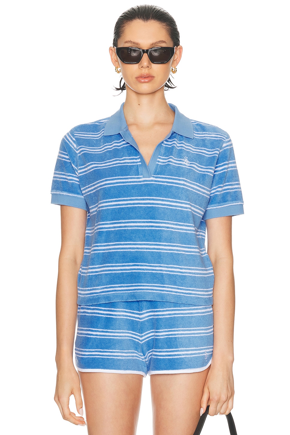 Image 1 of Sporty & Rich Terry Polo Top in Juniper