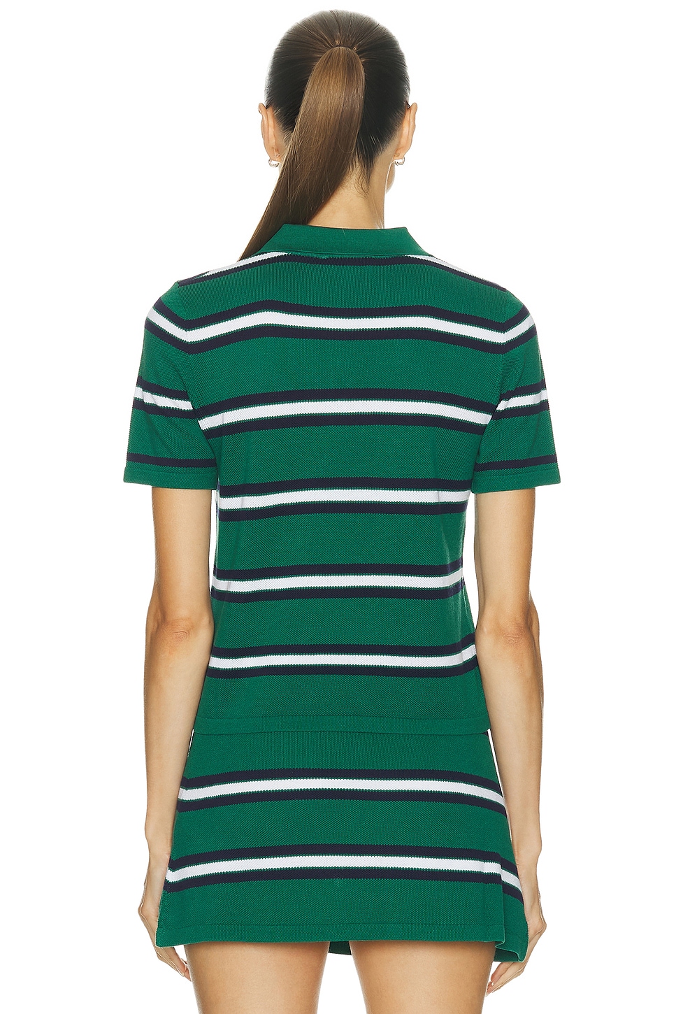 SPORTY & RICH Serif Logo Silk Pique Cropped Polo Top thumbnail